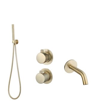 SANI-SUPPLY Badkraan met Handdouche Effeze Goud Geborsteld Inbouw met thermostaat
