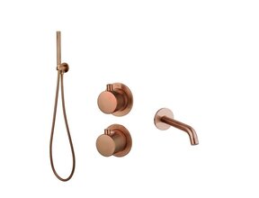 Badkraan met Handdouche Effeze Koper Brons Mat Inbouw met thermostaat