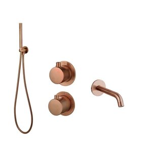 Badkraan met Handdouche Effeze Koper Brons Mat Inbouw met thermostaat