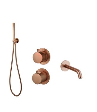 SANI-SUPPLY Badkraan met Handdouche Effeze Koper Brons Mat Inbouw met thermostaat