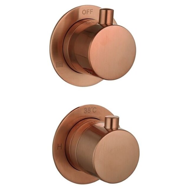 Badkraan met Handdouche Effeze Koper Brons Mat Inbouw met thermostaat