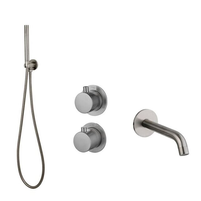 Badkraan met Handdouche Effeze Gunmetal Inbouw met thermostaat