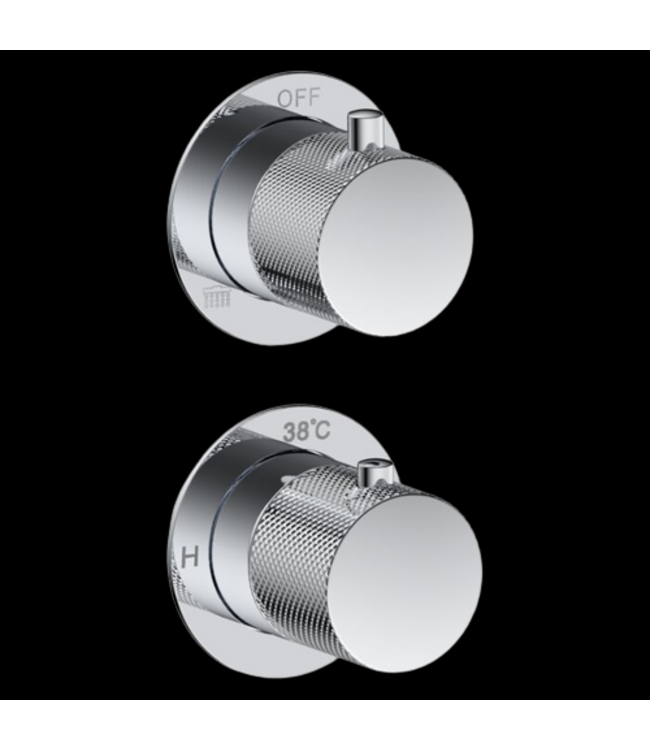 Badkraan met Handdouche Ribbed Chroom Inbouw met thermostaat