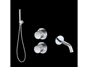 Badkraan met Handdouche Ribbed Chroom Inbouw met thermostaat