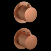 Badkraan met Handdouche Ribbed Mat Koper Brons Inbouw met thermostaat Badkraan met Handdouche Ribbed Mat Koper Brons Inbouw met thermostaat