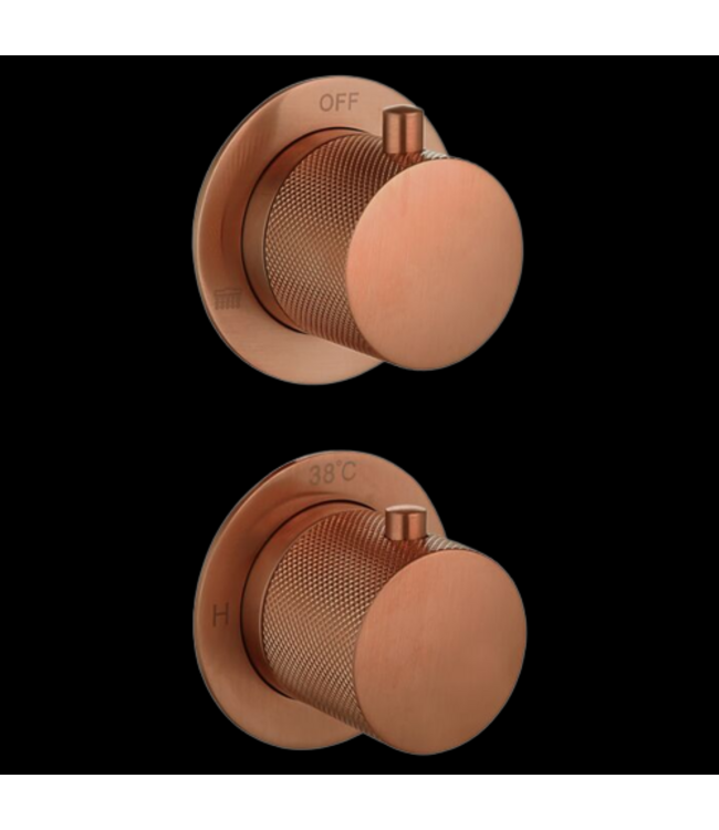 SANI-SUPPLY Badkraan met Handdouche Ribbed Mat Koper Brons Inbouw met thermostaat