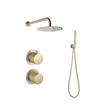 SANI-SUPPLY Regendouche set Inbouw Ribbed Mat Goud 25cm stortdouche