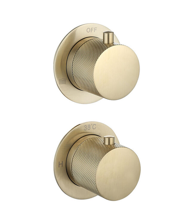 SANI-SUPPLY Regendouche set Inbouw Ribbed Mat Goud 25cm stortdouche