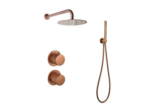 Regendouche set Inbouw Ribbed Mat Koper Brons 25cm stortdouche