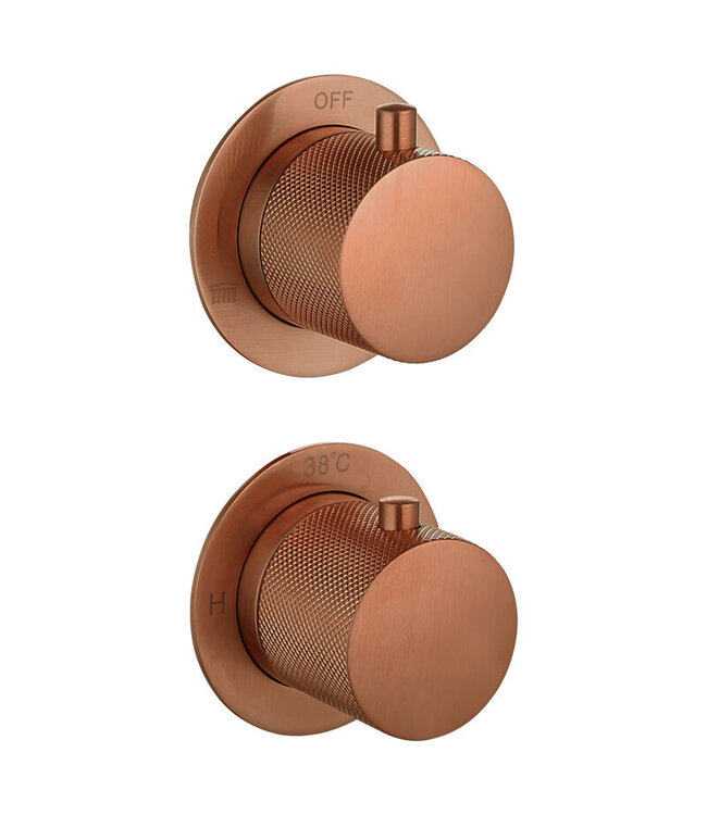 Regendouche set Inbouw Ribbed Mat Koper Brons 25cm stortdouche