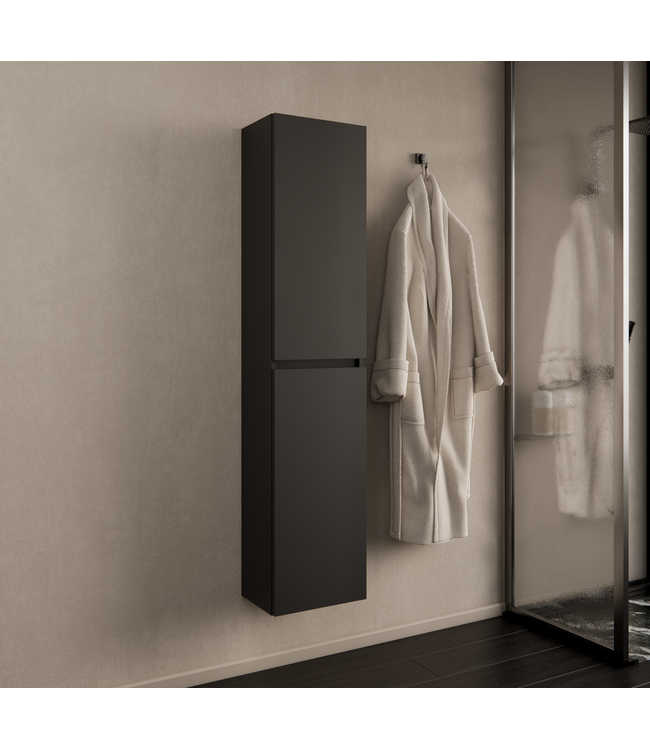 Badkamerkast Milan Mat Zwart 160cm 2-deurs