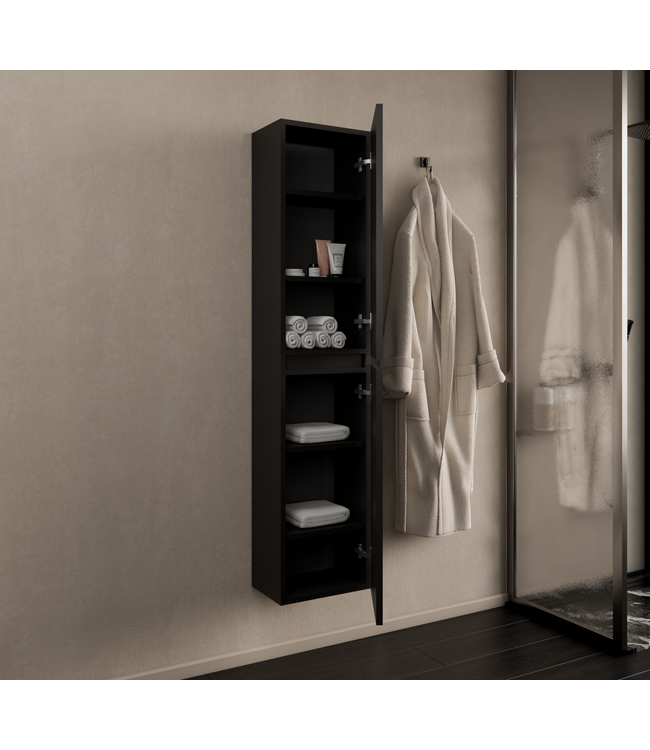 Badkamerkast Milan Mat Zwart 160cm 2-deurs