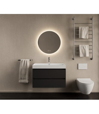 GLISS DESIGN Gliss Design Wastafelmeubel Milan Mat Zwart 60 cm met Wastafel naar keuze