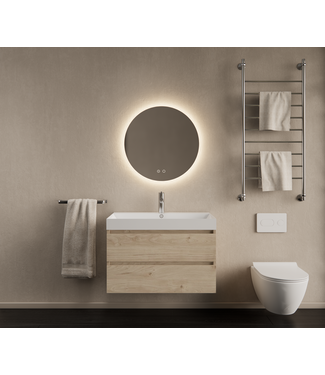 GLISS DESIGN Gliss Design Wastafelmeubel Milan Kastanje 60 cm met Wastafel naar keuze