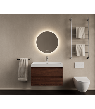 GLISS DESIGN Gliss Design Wastafelmeubel Milan Choco Eiken Walnoot 60 cm met Wastafel naar keuze