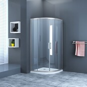 Douchecabine James Kwartrond 100x100x200cm 6mm Veiligheidsglas Hoekinstap Schuifdeur Helder Glas Chroom Profiel