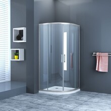 Douchecabine James Kwartrond 100x100x200cm 6mm Veiligheidsglas Hoekinstap Schuifdeur Helder Glas Chroom Profiel