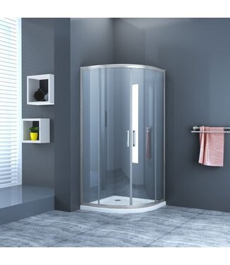 SANI-SUPPLY Douchecabine James Kwartrond 100x100x200cm 6mm Veiligheidsglas Hoekinstap Schuifdeur Helder Glas Chroom Profiel