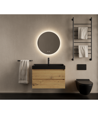 GLISS DESIGN Gliss Design Wastafelmeubel Milan Artisan Eiken 80 cm met Wastafel naar keuze