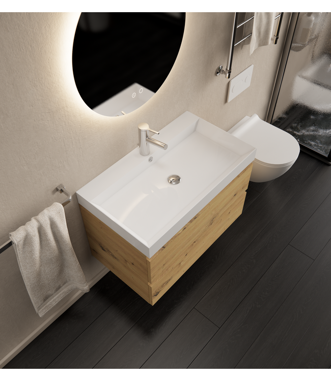 Gliss Design I Wastafelmeubel I Milan I 80 cm I Artisan Eiken