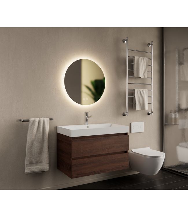 Gliss Design Wastafelmeubel Milan Choco Eiken Walnoot 80 cm met Wastafel naar keuze