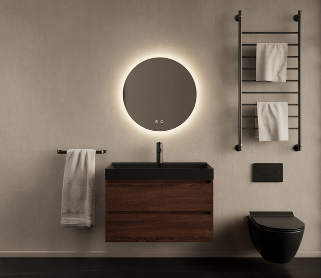 Gliss Design Wastafelmeubel Milan Choco Eiken Walnoot 80 cm met Wastafel naar keuze