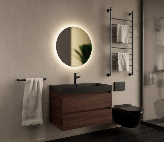 Gliss Design Wastafelmeubel Milan Choco Eiken Walnoot 80 cm met Wastafel naar keuze