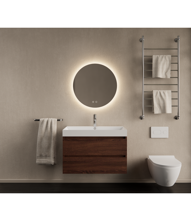 Gliss Design Wastafelmeubel Milan Choco Eiken Walnoot 80 cm met Wastafel naar keuze