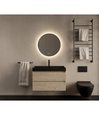 GLISS DESIGN Gliss Design Wastafelmeubel Milan Kastanje 80 cm met Wastafel naar keuze