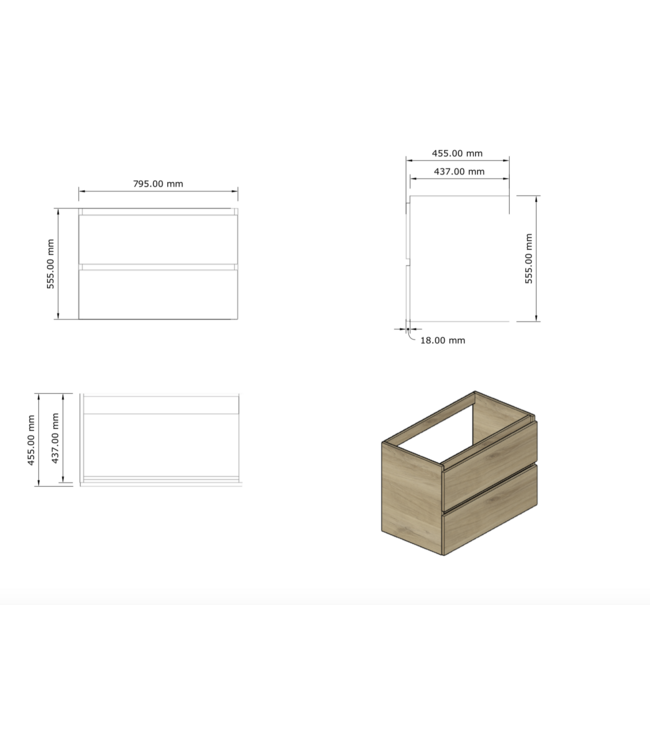 Gliss Design I Wastafelmeubel I Milan I 80 cm I Mat  Zwart