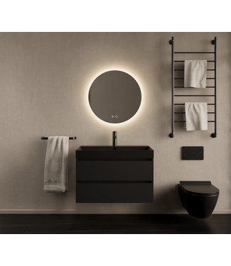GLISS DESIGN Gliss Design Wastafelmeubel Milan Mat Zwart 80 cm met Wastafel naar keuze