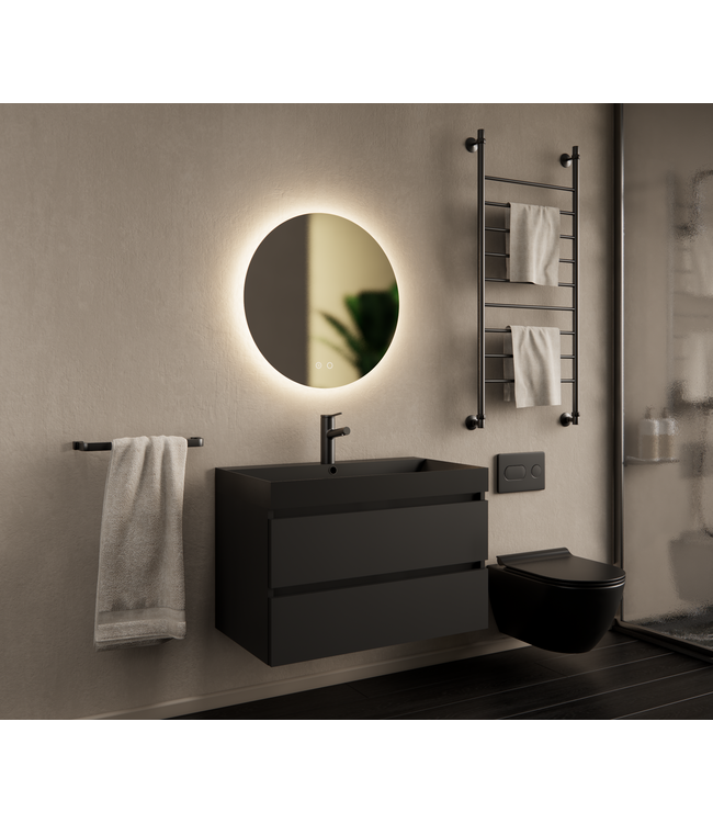 GLISS DESIGN Gliss Design I Wastafelmeubel I Milan I 80 cm I Mat  Zwart