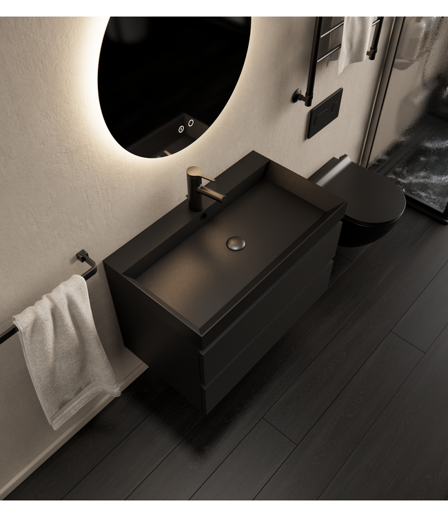 GLISS DESIGN Gliss Design I Wastafelmeubel I Milan I 80 cm I Mat  Zwart