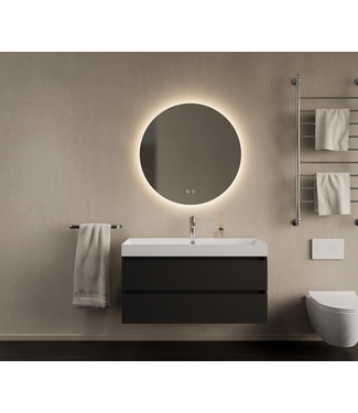 GLISS DESIGN Gliss Design Wastafelmeubel Milan Mat Zwart 100 cm met Wastafel naar keuze