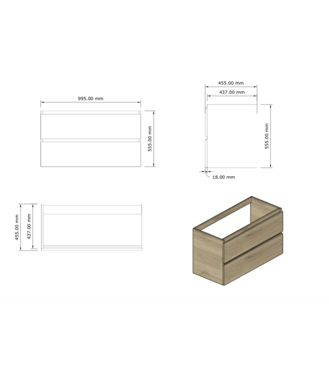 Gliss Design I Wastafelmeubel I Milan I 100 cm I Mat  Zwart