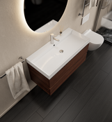 Gliss Design Wastafelmeubel Milan Choco Eiken Walnoot 100 cm met Wastafel naar keuze