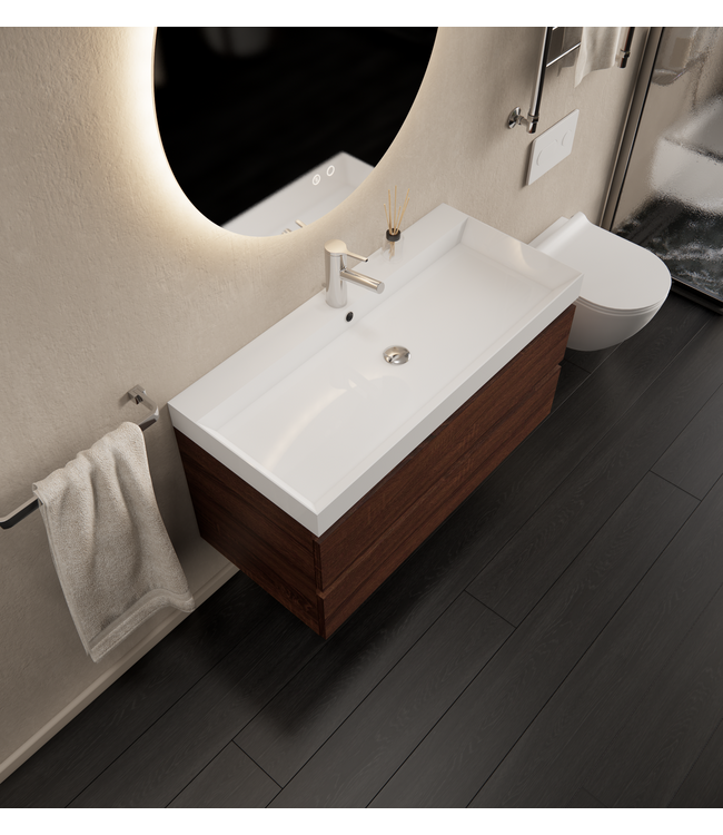 Gliss Design Wastafelmeubel Milan Choco Eiken Walnoot 100 cm met Wastafel naar keuze