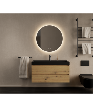 GLISS DESIGN Gliss Design Wastafelmeubel Milan Artisan Eiken 100 cm met Wastafel naar keuze