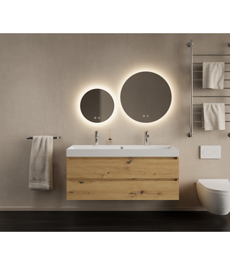 GLISS DESIGN Gliss Design Wastafelmeubel Milan Artisan Eiken 120 cm met Wastafel enkele wasbak