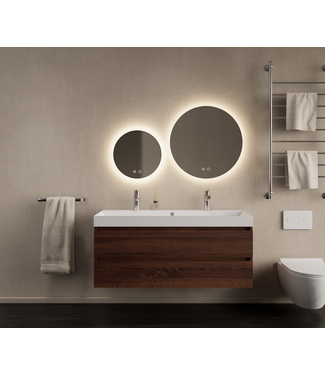 GLISS DESIGN Gliss Design Wastafelmeubel Milan Choco Eiken Walnoot 120 cm met Wastafel enkele wasbak
