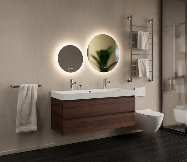 Gliss Design Wastafelmeubel Milan Choco Eiken Walnoot 120 cm met Wastafel enkele wasbak