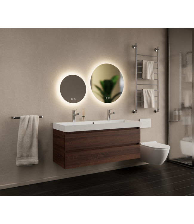 Gliss Design Wastafelmeubel Milan Choco Eiken Walnoot 120 cm met Wastafel enkele wasbak