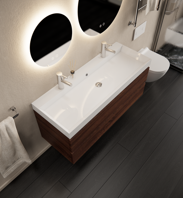 Gliss Design Wastafelmeubel Milan Choco Eiken Walnoot 120 cm met Wastafel enkele wasbak