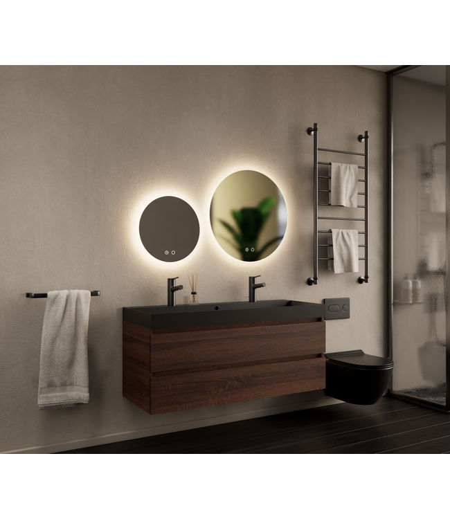 Gliss Design Wastafelmeubel Milan Choco Eiken Walnoot 120 cm met Wastafel enkele wasbak