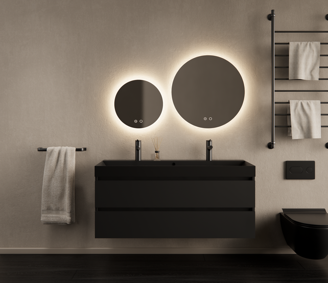 Gliss Design Wastafelmeubel Milan Mat Zwart 120 cm met Wastafel enkele wasbak