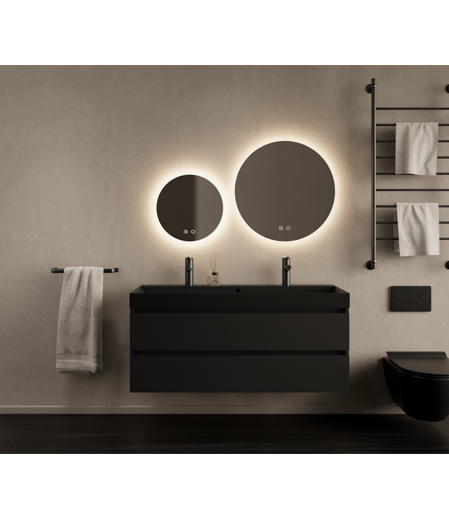 Gliss Design Wastafelmeubel Milan Mat Zwart 120 cm met Wastafel enkele wasbak