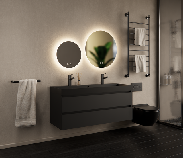 Gliss Design Wastafelmeubel Milan Mat Zwart 120 cm met Wastafel enkele wasbak