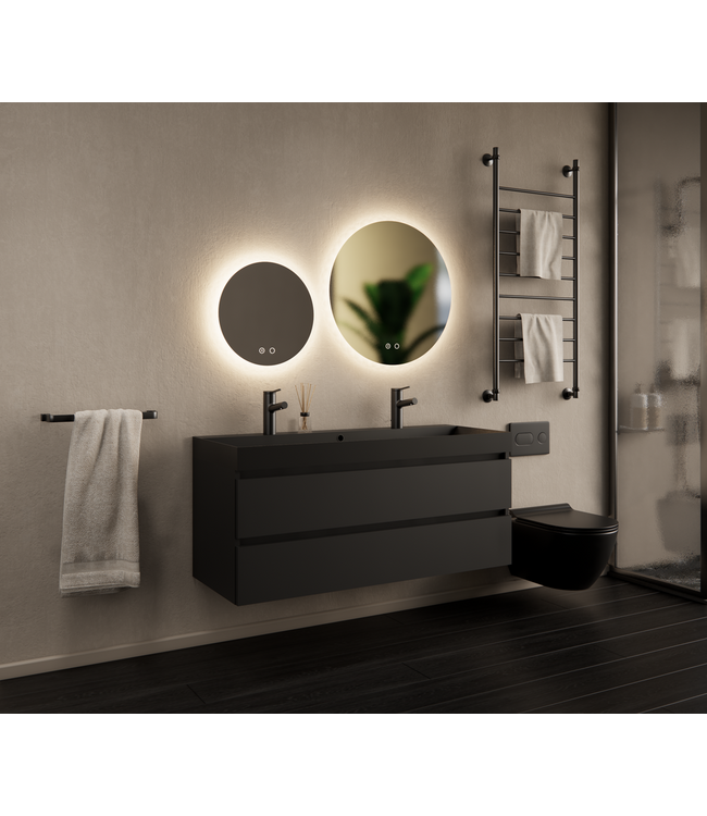 Gliss Design Wastafelmeubel Milan Mat Zwart 120 cm met Wastafel enkele wasbak