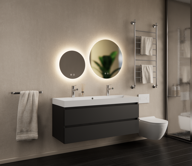 Gliss Design Wastafelmeubel Milan Mat Zwart 120 cm met Wastafel enkele wasbak