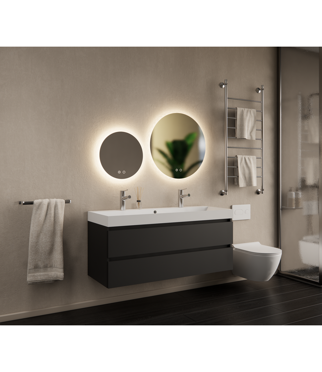 Gliss Design Wastafelmeubel Milan Mat Zwart 120 cm met Wastafel enkele wasbak